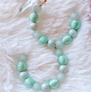 Green Thread Wrapped Bead Half-Hoops